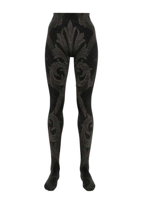 Black and gold metallic-threading jacquard tights Wolford x etro - women WOLFORD X ETRO | 170807125